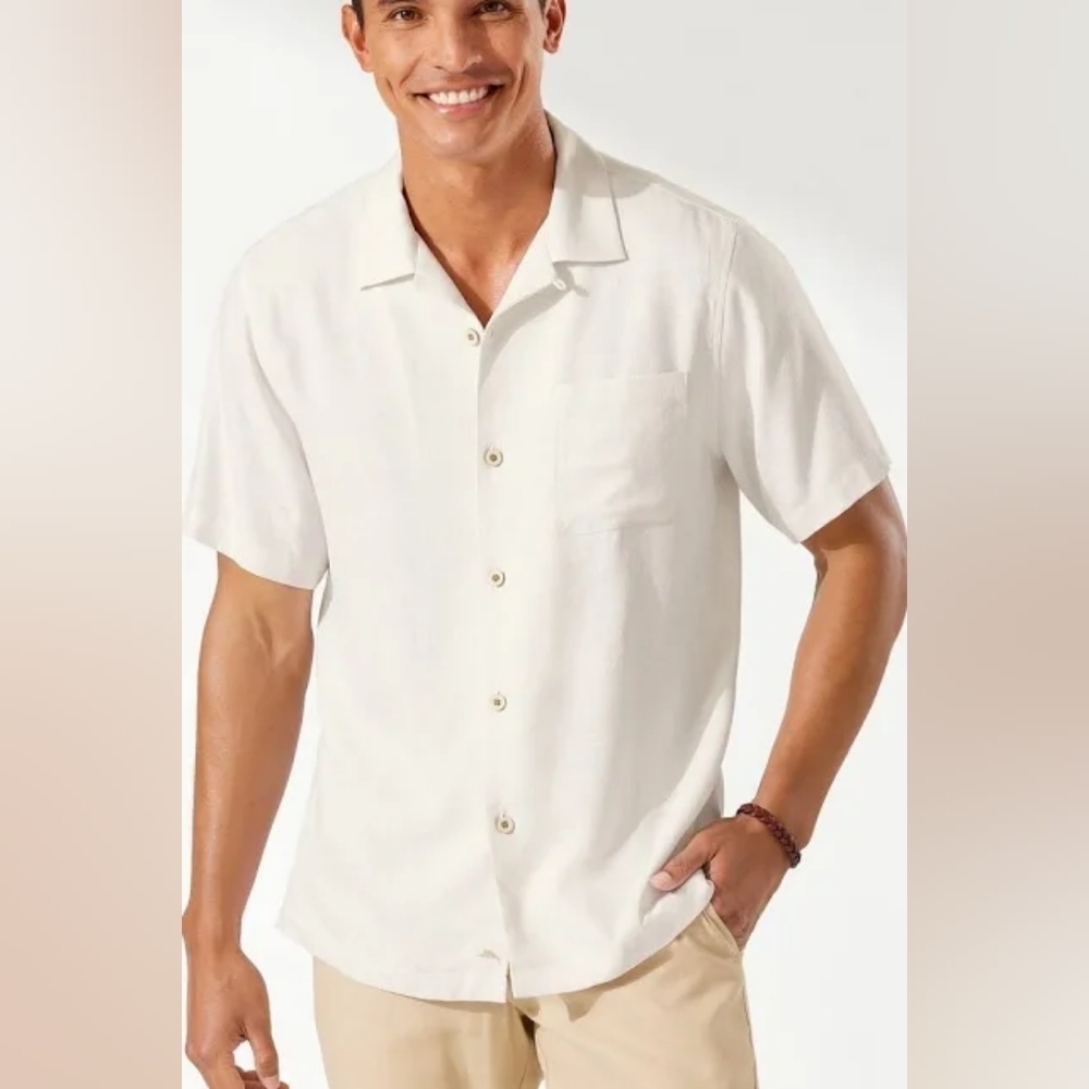 Tommy Bahama Silk Short Sleeved Button  Tropic Isles Shirt New Without Tag